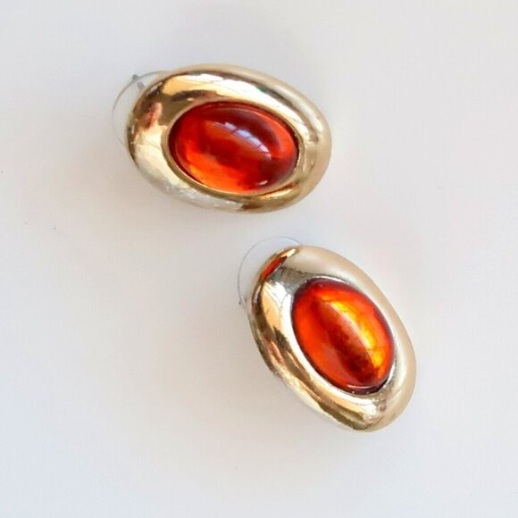 Bundle 3 Pairs Vintage Gold Silver Dangle Stud Clip-on Amber Coin Earrings S M L - Picture 9 of 12